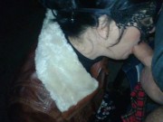 Leather jacket and cock sucking in a public park while cars drive by. It was cold but the sperm was 14/16