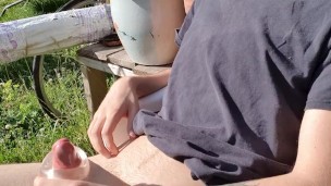 Cute guy cuming and sunning