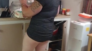 Business Woman Doing Her Duties Around The House After Work In Her Short Dress (PANTY TEASE)