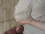 Hot guy masturbating and girl watches while she trys and play video games REAL UPSKIRT JERK (Thick)