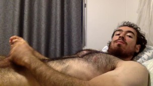 muscle latino masturbates until cum in his hand