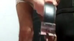 self ballbusting goes painfull by a belt