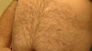 OnlyFans Teaser: Hung bear strips and cums in a cute summer shirt
