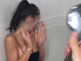 Refreshed Roommate in Cold shower after party