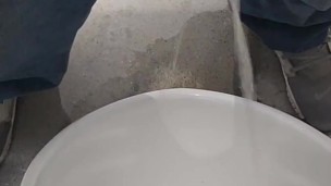 Almost CAUGHT! Public bathroom!! Chastity cage URIAL PEE!!! VERY RISKY!!!