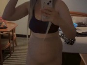 Big titty, goth slut plays with her big boobs