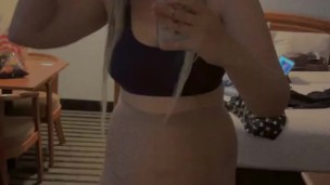 Big titty, goth slut plays with her big boobs
