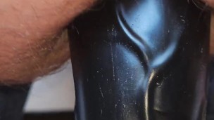 Taking the knot on the large knotted dildo