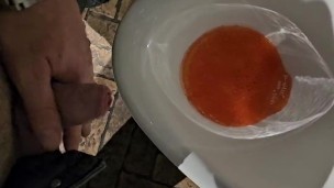 Pissing in a public urinal