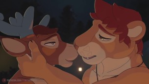 A Deer and a Lion Kissing... Then Getting Hot - Gay Furry Animation - Preview