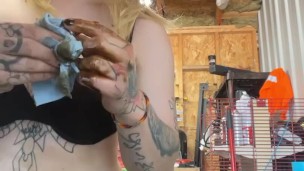 Sexy mechanic strips down and changes oil.