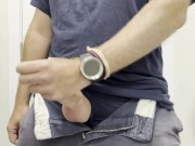 Horny stud strokes perfect cock to thick cumshot. Solo male orgasm. 11/16