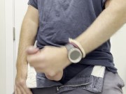 Horny stud strokes perfect cock to thick cumshot. Solo male orgasm. 12/16