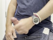 Horny stud strokes perfect cock to thick cumshot. Solo male orgasm. 9/16