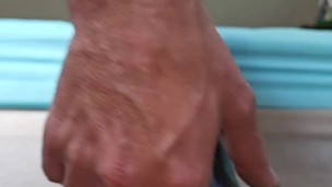 Riding a huge knotted dildo until I leak cum