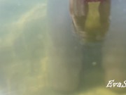 pissing and masturbating underwater at the sea public beach 12/16