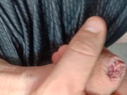 tight foreskin large cock play- playing with my uncut foreskin phimosis cock 10/16