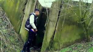 Autumn jerk off under the bridge - from soft cock till cum