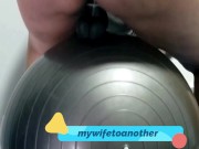 My big booty wife playing at gym with pilates ball 12/16