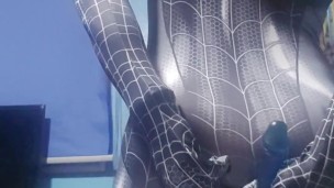 Spiderman cosplay anal dildo