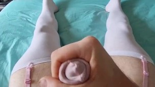 Playing with my clitty dressed in sissy lingerie