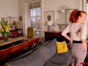 Busty redhead mature slides off her panties and fucks herself 1/16