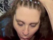 Rough deepthroat facefuck, daddy cums so hard in my throat