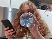 Chubby Redhead Teen Desperately Pees Herself Locked Out Of Bathroom - BustySeaWitch 1/16