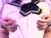 ノーブラセーラー服姿の巨乳彼女のおっぱいを揉んであげたらかわいい喘ぎ声で体をよじらせながら感じてた…。最後は制服を脱がせて激しく乳首責め 5/16