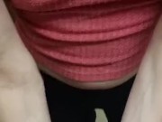 I get sucked in the elevator and I cum on her pretty little tits