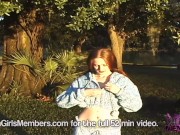 Amateur Redhead Bares Her Big Tits And Shaved Pussy In Public 2/16