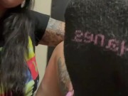 Sexy girl sniffing socks and feet then suckin toes and licking soles 2/16