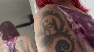 MILF stepmom bake smoking 420 fetish from behind POV