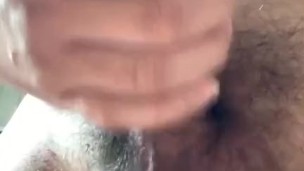 Naked handjob with sticky cum