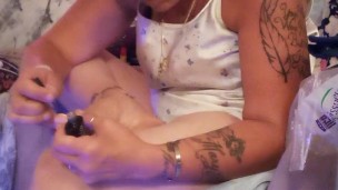 Sexy Ass Milf Flashes Her Big Natural Boobs and Paints Her Toenails