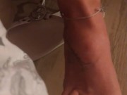 Filming Up Milfs Skirt While Paints Her Toenails (Panties, Feet, Upskirt Fetishes) Sexy Feet