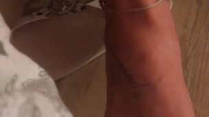 Filming Up Milfs Skirt While Paints Her Toenails (Panties, Feet, Upskirt Fetishes) Sexy Feet
