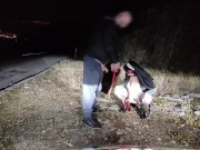 Piss Slut Wife in a Nun costume with a dog collar around her neck receives a golden shower her mout 11/16