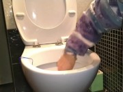 Always when I clean the toilet, that's when he has to PEE. Always... 1/16