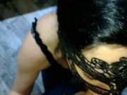 A beautiful brunette with big tits likes to stuff a thick cock down her throat 1/16