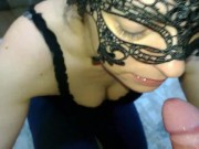 A beautiful brunette with big tits likes to stuff a thick cock down her throat 5/16