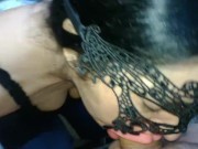 A brunette does her best to suck a fat cock 9/16