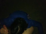 I take his soul from his fat dick in a blue leather jacket and stockings in a public park 11/16