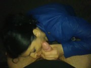 I take his soul from his fat dick in a blue leather jacket and stockings in a public park 16/16