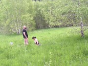 I love it when he makes a slut out of me. First he strips me naked outside, then he pisses in my mo 16/16