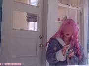 Exhibitionist neighbor catches you  smoking & invites you to make her cum on her porch! 1/16