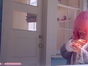 Exhibitionist neighbor catches you  smoking & invites you to make her cum on her porch! 2/16