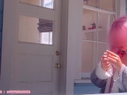 Exhibitionist neighbor catches you  smoking & invites you to make her cum on her porch! 3/16