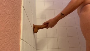 Sissy struggles on BBC dildo