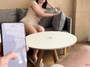 NOW I CONTROL YOUR PUSSY. I made her cum so hard in a cafe by using Lovense Ferri remote control toy 11/16